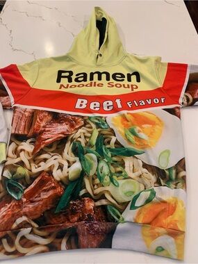 Ramen Noodle Soup Hoodie Beef Flavor Print Shirt  Size Large Unisex  NO tags!